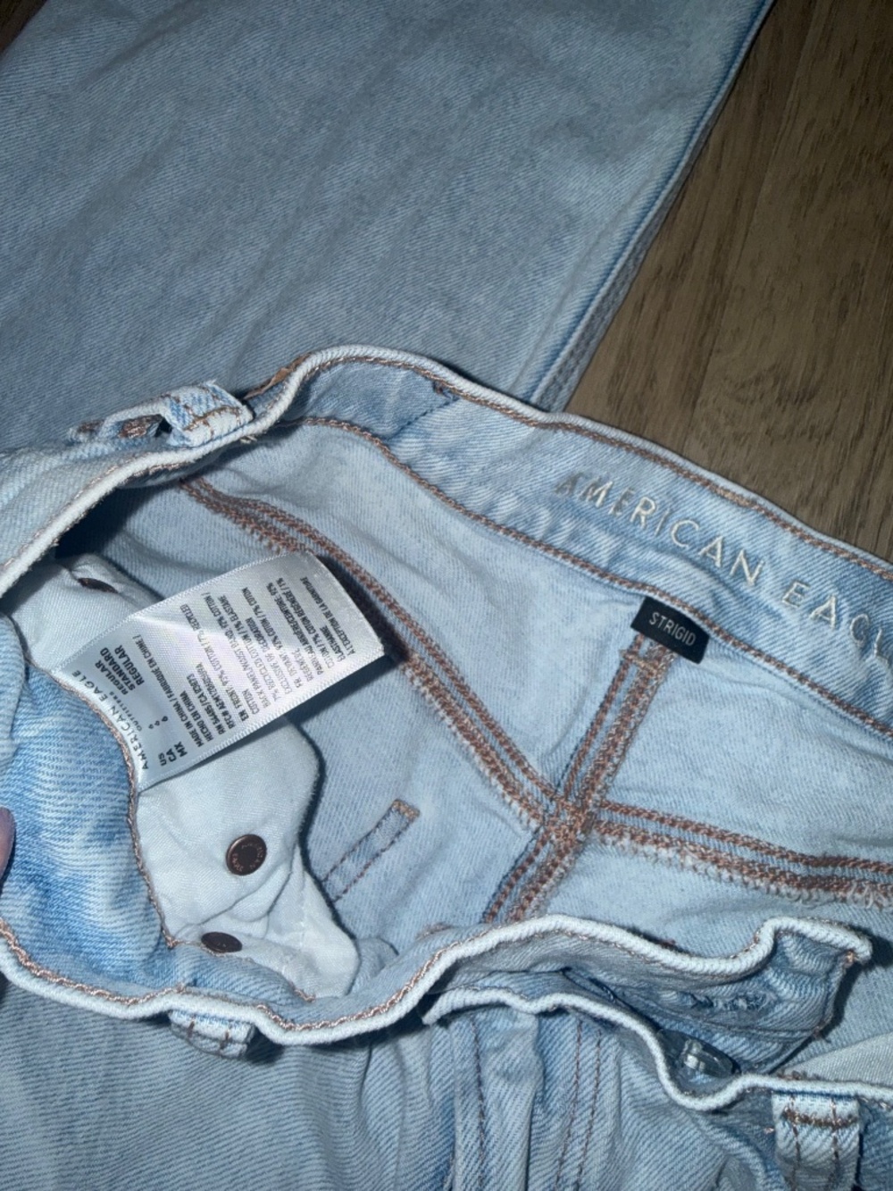 Y2K American Eagle Light Wash Baggy Jeans Skater Wide Leg 90s Vintage Vibes - Picture 8 of 10